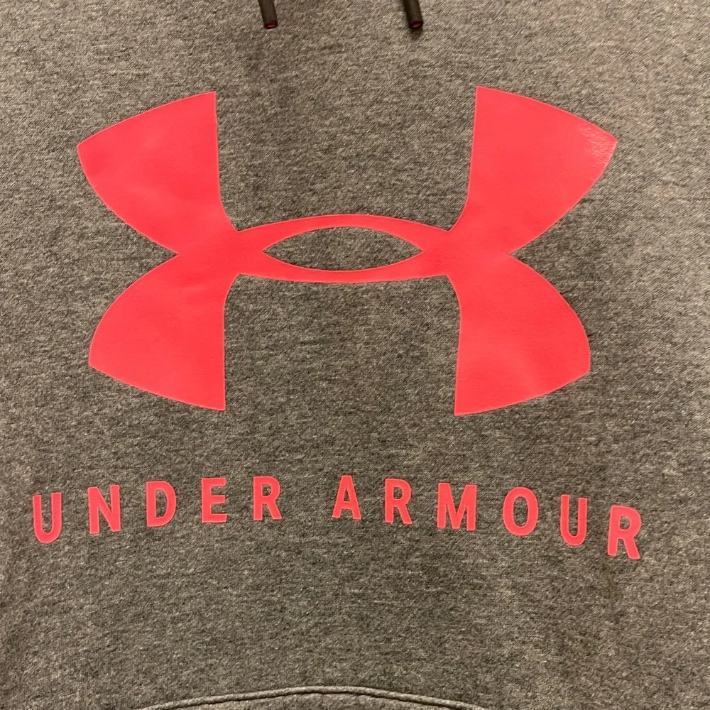 Under Armour Charcoal Hoodie For Women with Neon Pink Accents - Picture 3 of 4